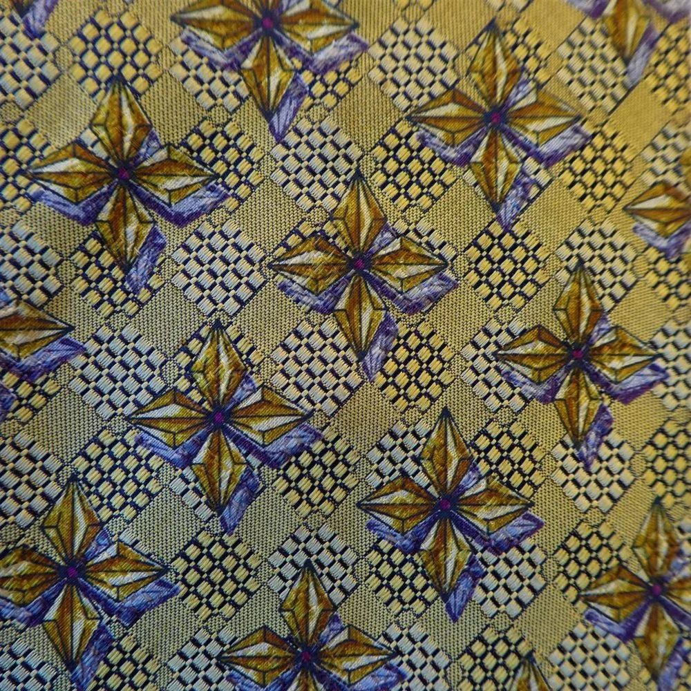 SiLK Ermenegildo Zegna Designer Pure Silk Tie Italy Gold Star Padded